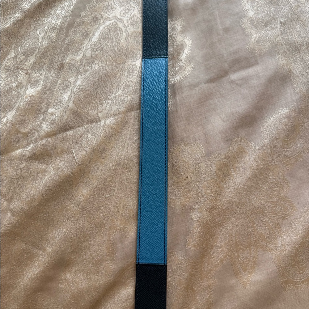 Burberry Black and Blue Leather Belt with Silver Buckle - Picture 5 of 11
